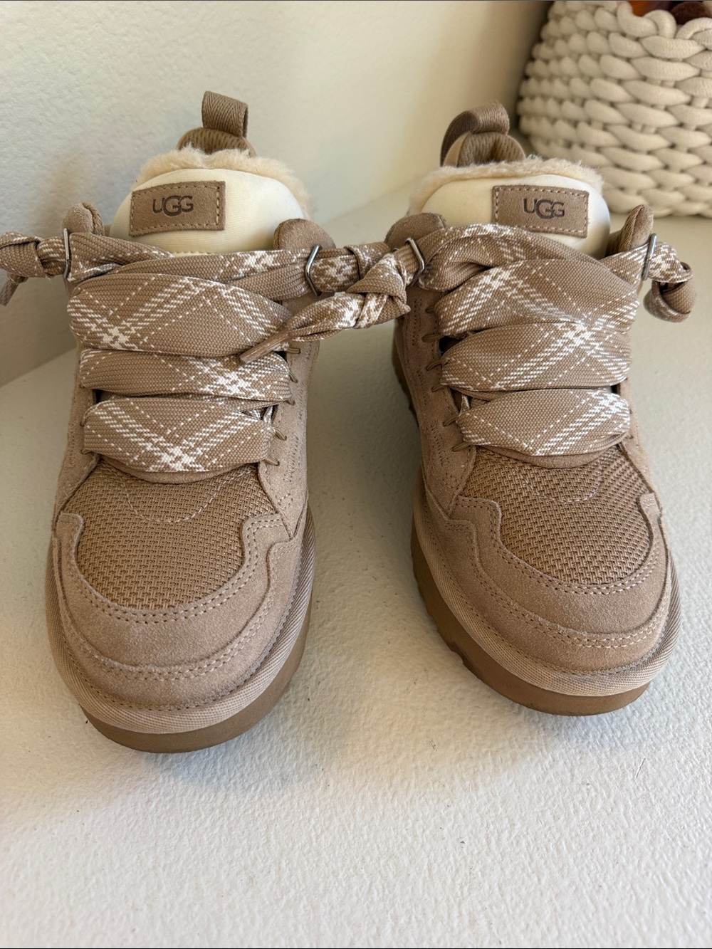UGG Taupe Suede & Mesh Fleece-Lined